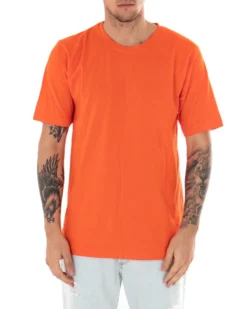 T-shirt Uomo Basic Tinta Unita Arancione Girocollo Manica Corta Casual Spacchi GIOSAL-TS2936A