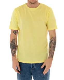 T-shirt Uomo Basic Tinta Unita Manica Corta Girocollo Giallo Casual GIOSAL-TS2916A