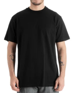 T-shirt Uomo Cotone Girocollo Gola Alta Basic Tinta Unita Nero TS2983A