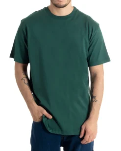 T-shirt Uomo Cotone Girocollo Gola Alta Basic Tinta Unita Verde TS2980A