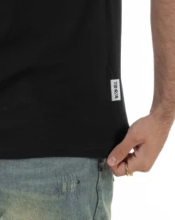 T-shirt uomo cotone logata regular fit basic nero BERNA M-261062