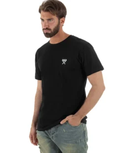 T-shirt uomo cotone logata regular fit basic nero BERNA M-261062