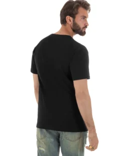 T-shirt uomo cotone logata regular fit basic nero BERNA M-261062