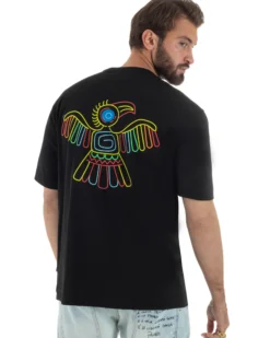 T-shirt uomo cotone stampa aquila atzeca nero BERNA M-261078