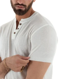 T-shirt uomo filo maglia scollo v serafino sottogiacca leggera bianco GIOSAL-TS3222A