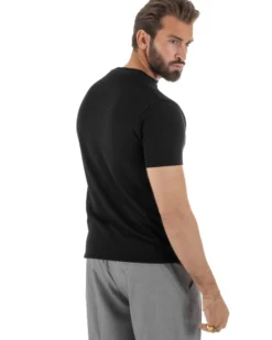T-shirt uomo filo maglia scollo v serafino sottogiacca leggera nero GIOSAL-TS3223A