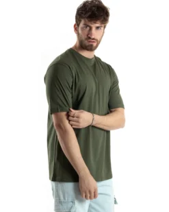 T-shirt Uomo Girocollo Basic Regular Fit Tinta Unita Verde TS3060A