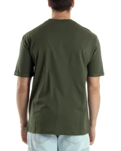 T-shirt Uomo Girocollo Basic Regular Fit Tinta Unita Verde TS3060A