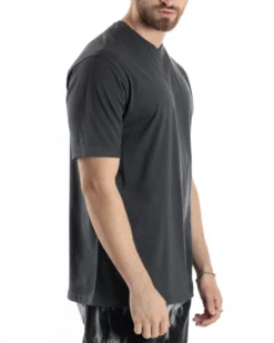 T-shirt Uomo Girocollo Basic Regular Fit Tinta Unita Piombo TS3058A