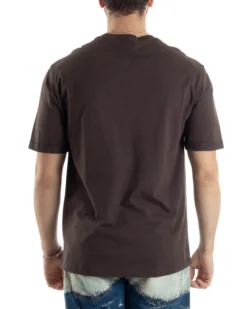 T-shirt Uomo Girocollo Basic Regular Fit Tinta Unita Marrone TS3056A