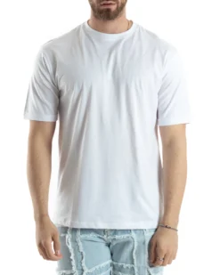 T-shirt Uomo Girocollo Basic Regular Fit Tinta Unita Bianco TS3057A