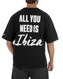 T-shirt uomo girocollo boxy fit stampa Ibiza basic nero SUPERCULTURE-A1969