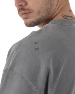 T-shirt Uomo Girocollo Con Rotture Cotone Slavato Tie Dye Maglia Basic Oversize Casual Grigio GIOSAL-TS3103A