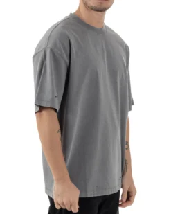 T-shirt Uomo Girocollo Con Rotture Cotone Slavato Tie Dye Maglia Basic Oversize Casual Grigio GIOSAL-TS3103A
