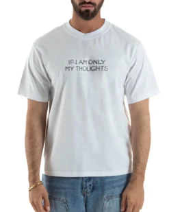 T-shirt uomo girocollo cotone ricamo stampa basic bianco GIOSAL-TS3265A