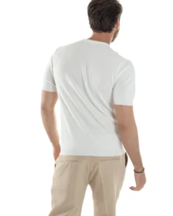 T-shirt uomo girocollo filo maglia sottogiacca casual basic tinta unita bianco GIOSAL-TS3154A