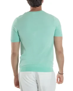 T-Shirt Uomo Girocollo Filo Maglia Sottogiacca Casual Verde Acqua TS3152A