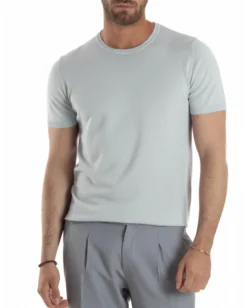 T-shirt uomo girocollo filo maglia sottogiacca casual ghiaccio GIOSAL-TS3202A