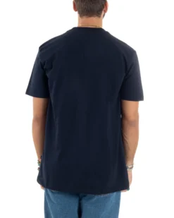 T-shirt Uomo Girocollo Mezze Maniche Cotone Premium Maglia Basic Casual Tinta Unita Blu GIOSAL-TS3084A