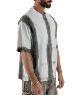T-shirt uomo girocollo oversize fantasia tie-dye bianco GIOSAL-TS3262A