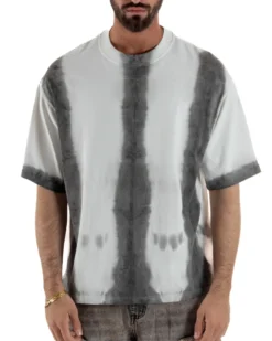 T-shirt uomo girocollo oversize fantasia tie-dye bianco GIOSAL-TS3262A