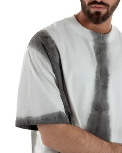 T-shirt uomo girocollo oversize fantasia tie-dye bianco GIOSAL-TS3262A