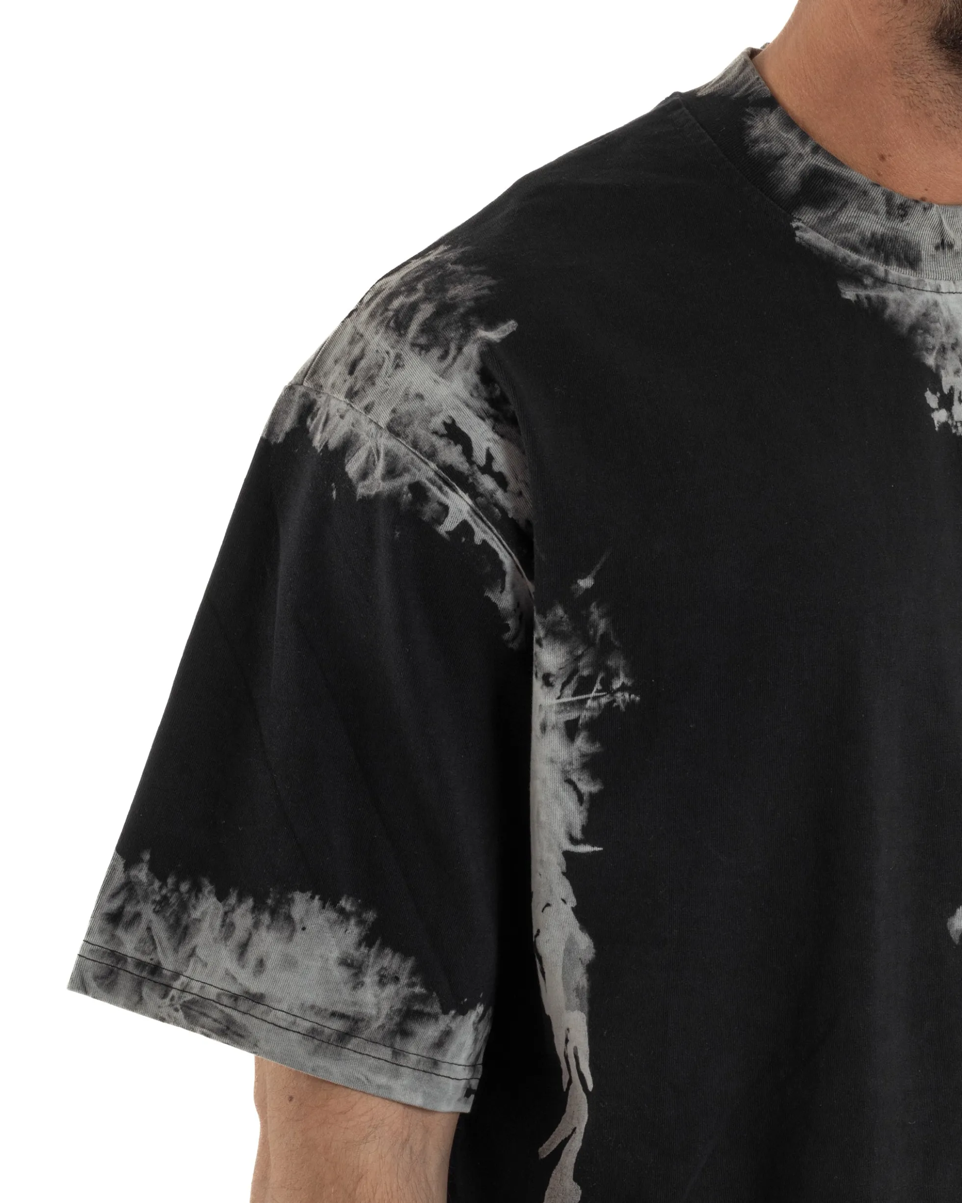 T-shirt uomo girocollo oversize fantasia tie-dye nero GIOSAL-TS3261A