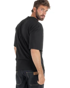 T-shirt uomo girocollo oversize streetwear con stampa nero GIOSAL-TS3308A