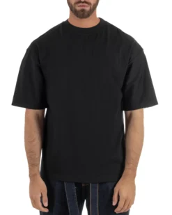 T-shirt uomo girocollo oversize streetwear stampa nero GIOSAL-TS3297A