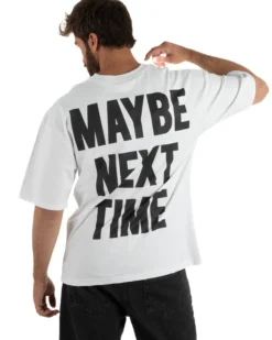 T-shirt uomo girocollo oversize streetwear con stampa bianco GIOSAL-TS3300A
