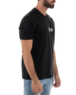 T-shirt Uomo Girocollo Regular Fit Stampa Basic Nero ICON ICUF2W6T002