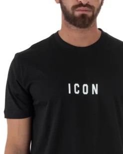 T-shirt Uomo Girocollo Regular Fit Stampa Basic Nero ICON ICUF2W6T002