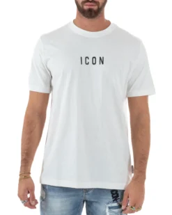T-shirt Uomo Girocollo Regular Fit Stampa Basic Bianco ICON ICUF2W6T002