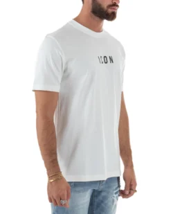 T-shirt Uomo Girocollo Regular Fit Stampa Basic Bianco ICON ICUF2W6T002