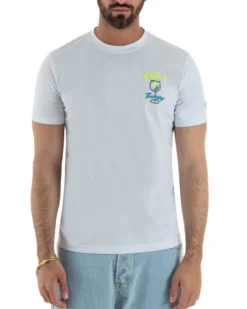 T-shirt uomo girocollo ricamo stampa gin tonic basic bianco SUPERCULTURE-A1839