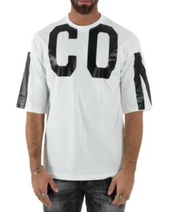 T-shirt Uomo Girocollo Stampa Basic Oversize Bianco ICON ICUF2W6T006