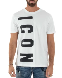 T-shirt Uomo Girocollo Stampa Basic Bianco ICON ICUF2W6T004