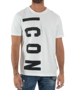T-shirt Uomo Girocollo Stampa Basic Bianco ICON ICUF2W6T004