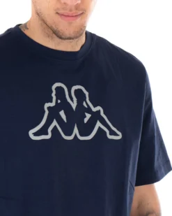T-shirt Uomo Kappa Logo MM Logo Cromen Tinta Unita Blu Girocollo Maniche Corte Casual GIOSAL-TS2422A