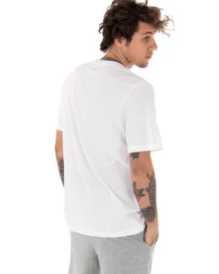 T-shirt Uomo Kappa MM Logo Cromen Tinta Unita Bianco Girocollo Maniche Corte Casual GIOSAL-TS2424A