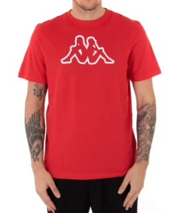 T-shirt Uomo Kappa MM Logo Cromen Tinta Unita Rossa Girocollo Maniche Corte Casual GIOSAL-TS2429A