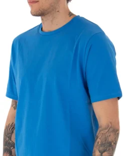 T-shirt Uomo Maniche Corte Tinta Unita Blu Royal Casual Girocollo GIOSAL-TS2513A