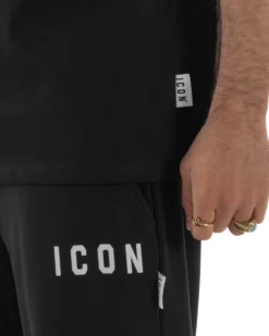 T-shirt uomo mezzo collo stampa basic oversize gola alta nero ICON IUT008