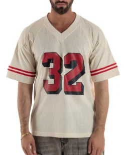 T-shirt uomo vintage football jersey scollo v traforata panna BERNA M-261248