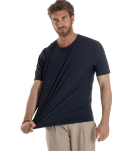 T-shirt viscosa no stiro basic blu GIOSAL-TS3128A