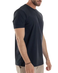 T-shirt viscosa no stiro basic blu GIOSAL-TS3128A