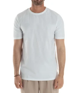 T-shirt viscosa no stiro basic bianco GIOSAL-TS3127A