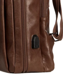 Zaino elegante moderno uomo unisex business travel ecopelle marrone GIOSAL-ZU1143A