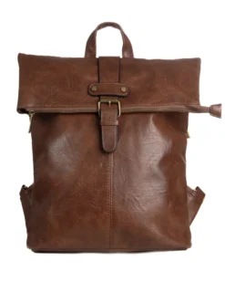 Zaino uomo moderno da spalla unisex multitasche zip ecopelle marrone GIOSAL-ZU1141A