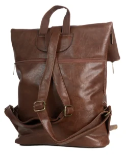 Zaino uomo moderno da spalla unisex multitasche zip ecopelle marrone GIOSAL-ZU1141A